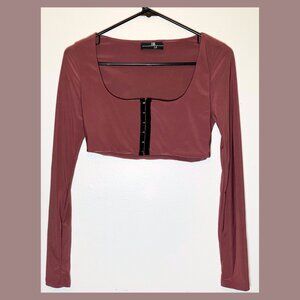 LA Lux Mauve Rose Gold Long Sleeve Crop Top size Small ✨